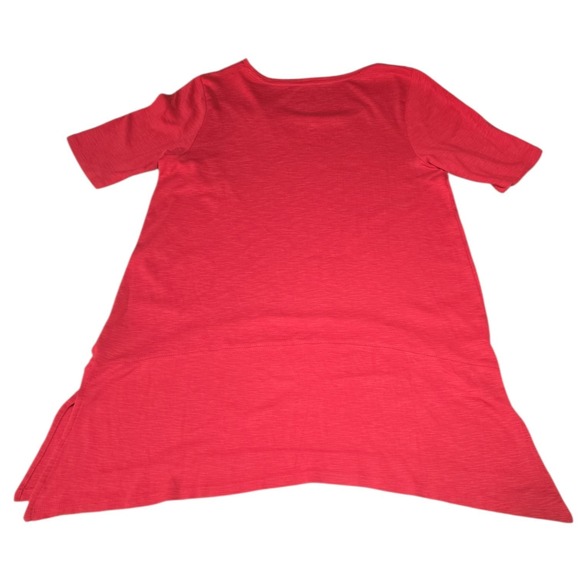 J. Jill Women's SS Pima Cotton Dipped Hem Oversized Side Slit Tunic Papaya S - Picture 6 of 6